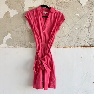 Banana Republic Shirt Dress Cap Sleeve Belted Stretch Womens 6 Preppy Summer